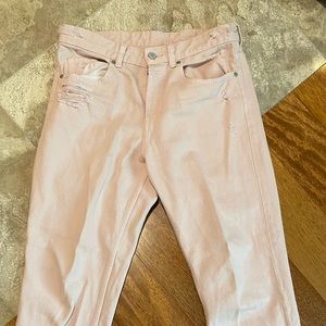 Bootcut pink distressed denim jeans